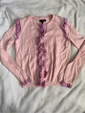 Girls Juicy Couture Pink Ruffle-Trim Cardigan Sweater